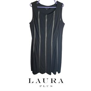 Laura Plus Black Stretch Mesh Panel Dress